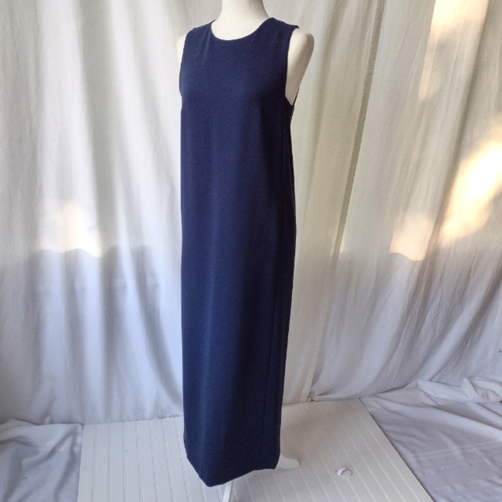 Theory Navy Sleeveless Maxi Shift Dress